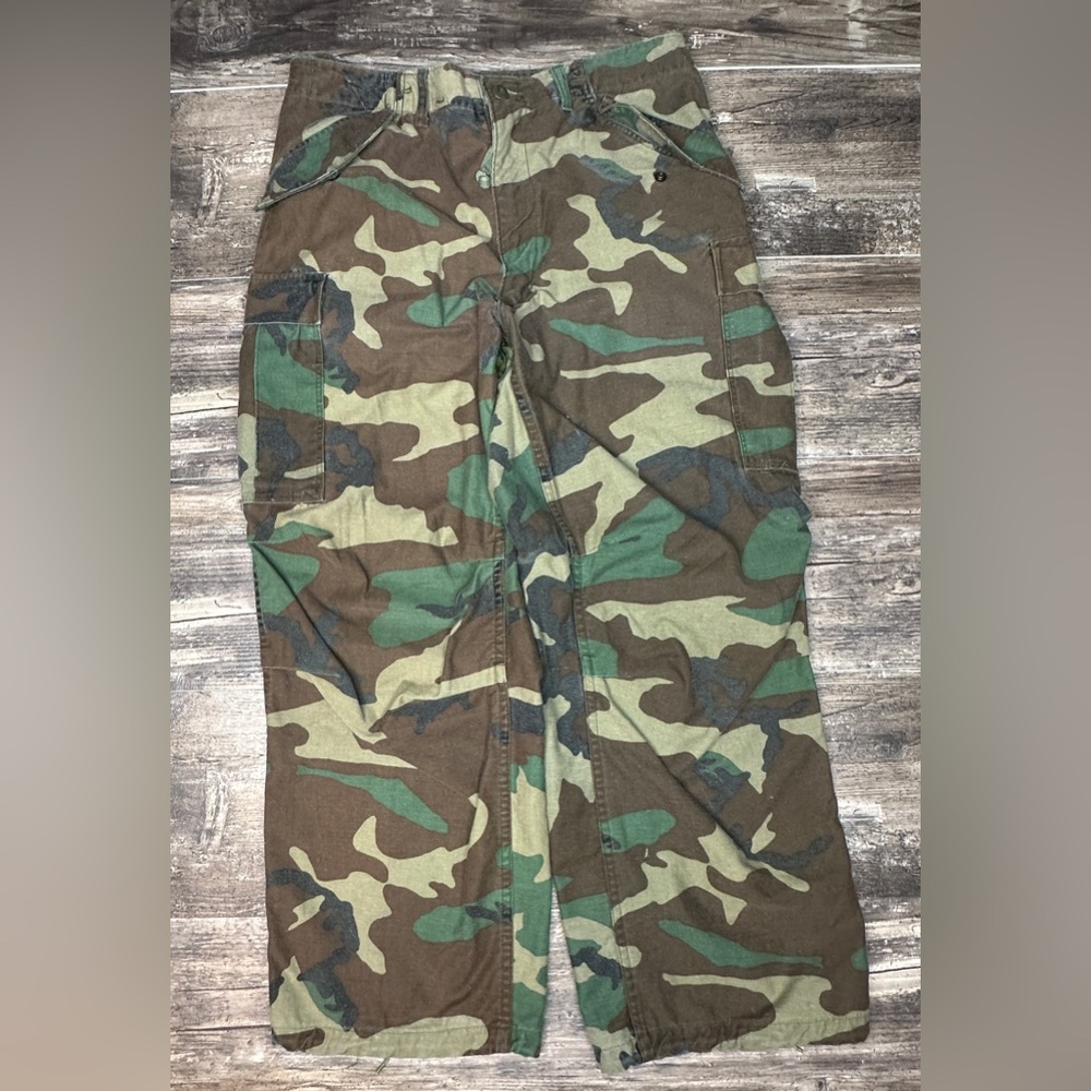 Vintage 1985 US Military Woodland Camo Cold Weather Field Pants Medium Reg GUC